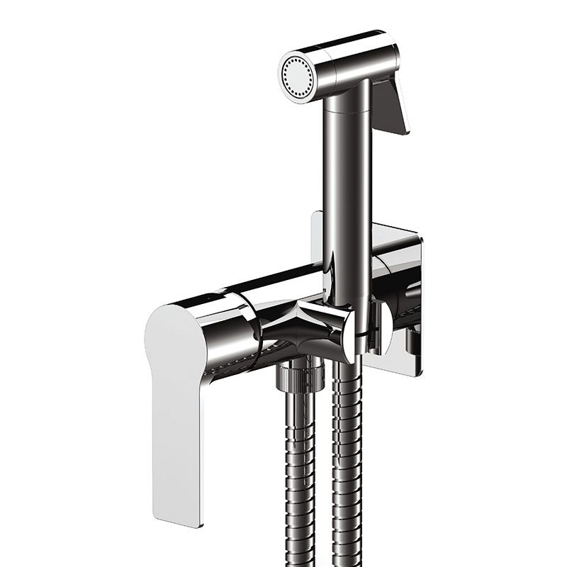 Built-in shut-off mixer with shower holder/water punch on flange, shutoff handshower, all in brass. Flexible hose cm 120.
EXPOSED COMPONENTS ONLY to be combined with the built-in box art. WBOX645 (built-in components only). by Daniel Rubinetterie