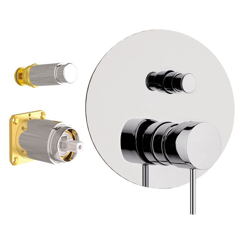 Built-in bath/shower single-lever mixer, Swing series, with diverter, to be combined with the built-in box art. DANBOX. mm Ø 35 cartridge. by Daniel Rubinetterie