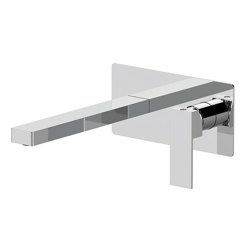 Exposed components for single-lever built-in basin mixer, with ultra-flat wall plate. To match with the built-in box (not included). Spout length 23 cm.
EXPOSED COMPONENTS ONLY to be combined with the built-in box art. WBOX632 (built-in components only). by Daniel Rubinetterie