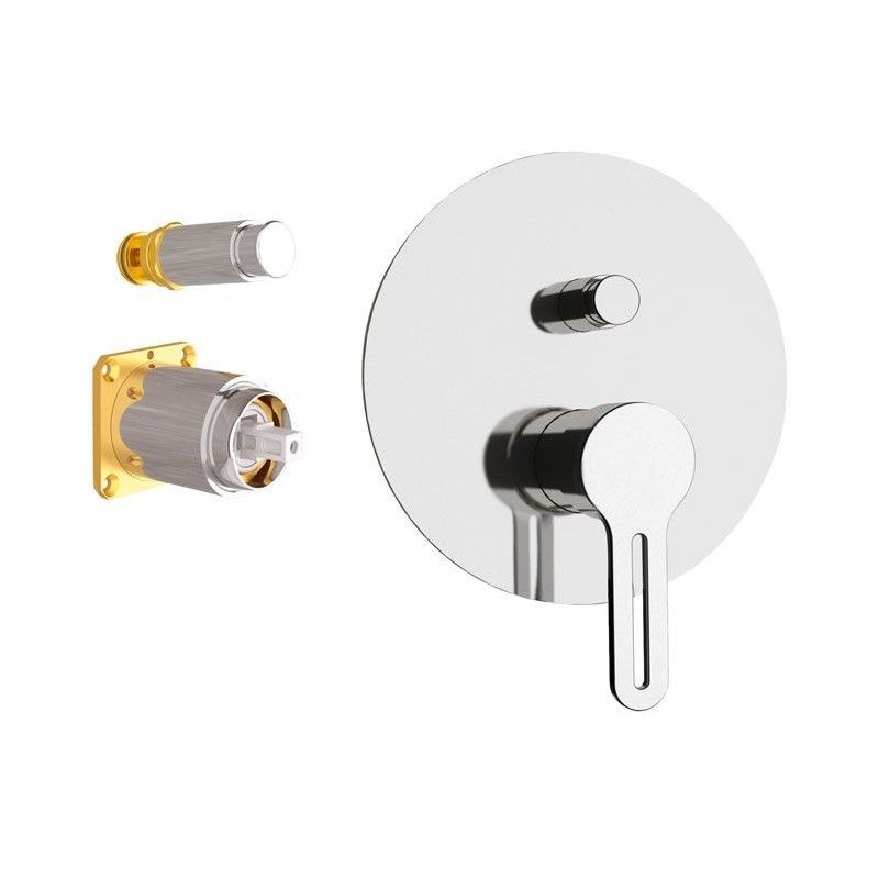 Built-in bath/shower single-lever mixer, Smart series, with diverter, to be combined with the built-in box art. DANBOX. mm Ø 35 cartridge. by Daniel Rubinetterie