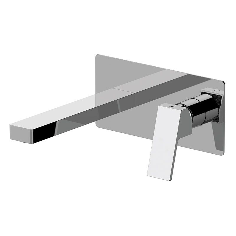 Exposed components for single-lever built-in basin mixer, with ultra-flat wall plate. To match with the built-in box (not included). Spout length 20 cm.
EXPOSED COMPONENTS ONLY to be combined with the built-in box art. WBOX632 (built-in components only). by Daniel Rubinetterie
