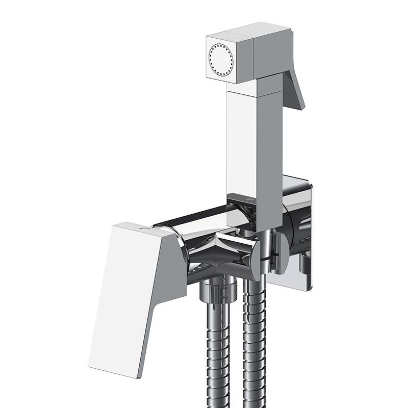Built-in shut-off mixer with shower holder/water punch on flange, shutoff handshower, all in brass. Flexible hose cm 120.
EXPOSED COMPONENTS ONLY to be combined with the built-in box art. WBOX645 (built-in components only). by Daniel Rubinetterie