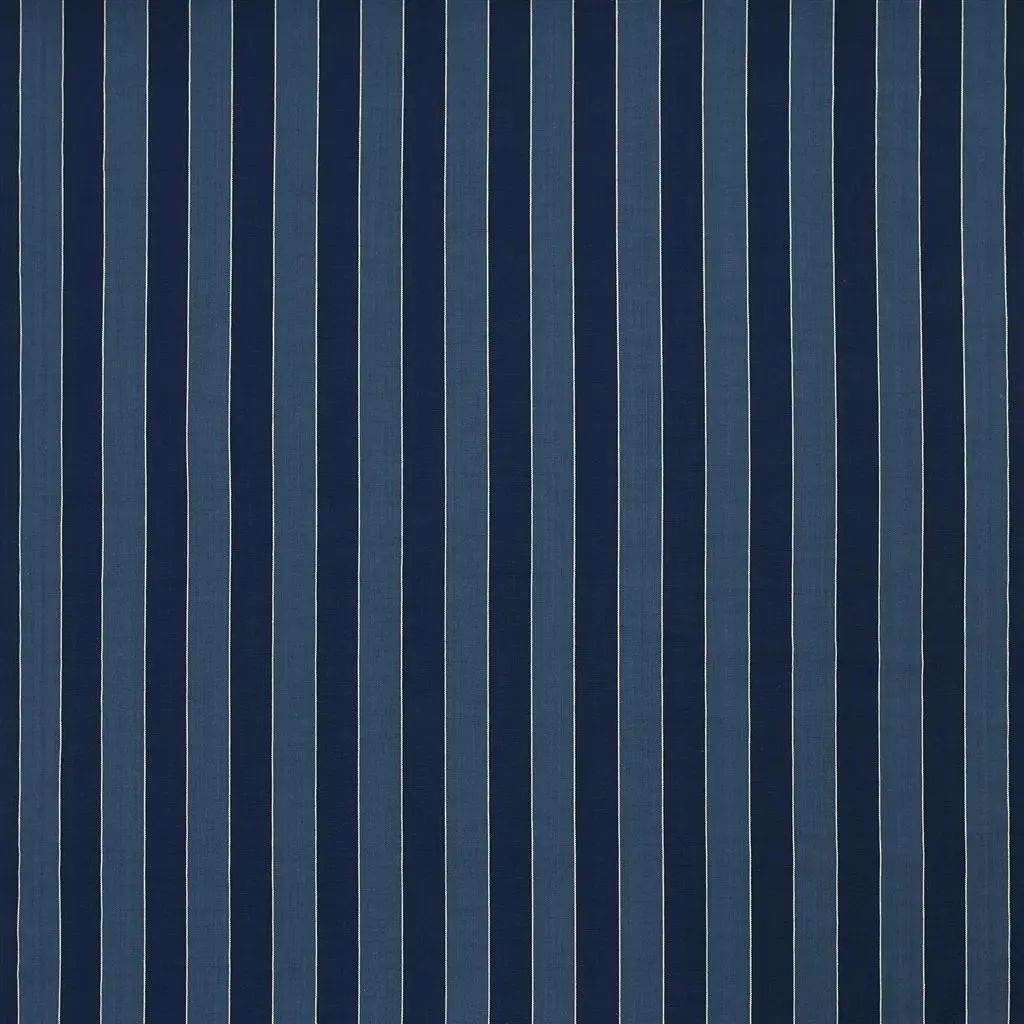 Featherbed Stripe - Indigo Fabric by Designers Guild