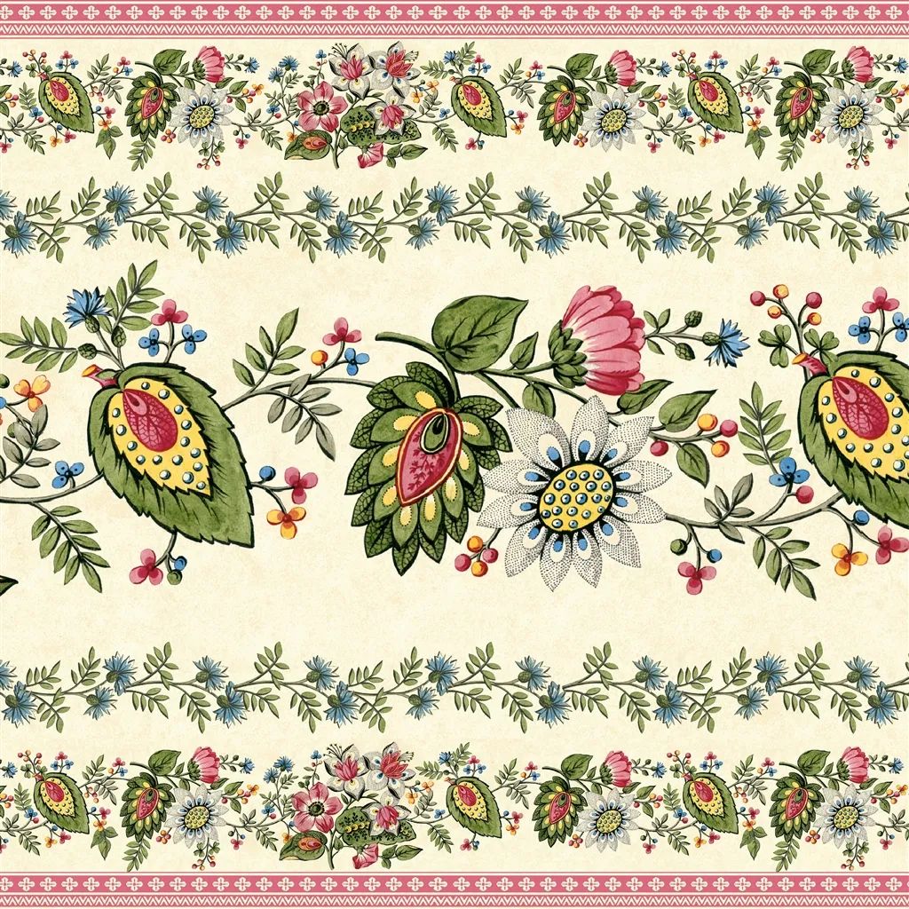Folk Flower Wide Border Parchment by Designers Guild