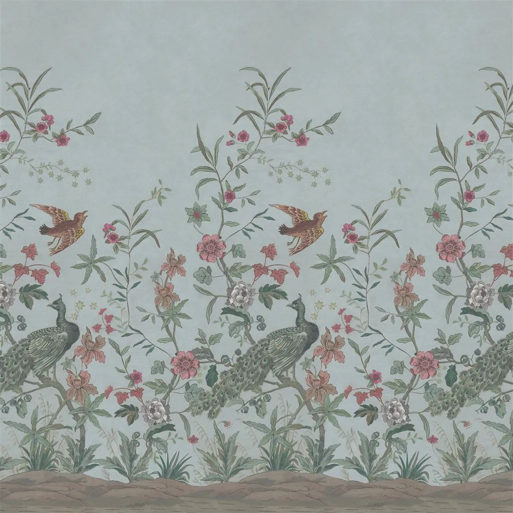 Peacock Toile Scene 1 Sky Blue by Designers Guild