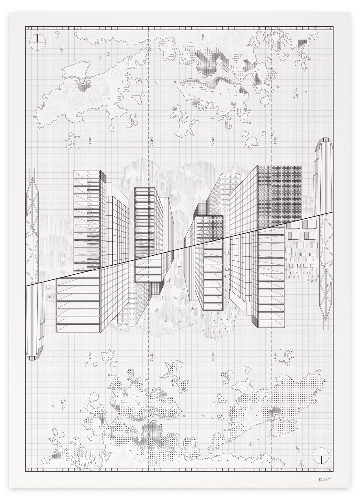 Shop the art print Hong Kong : the upside down by Beau architects by DESPLANS