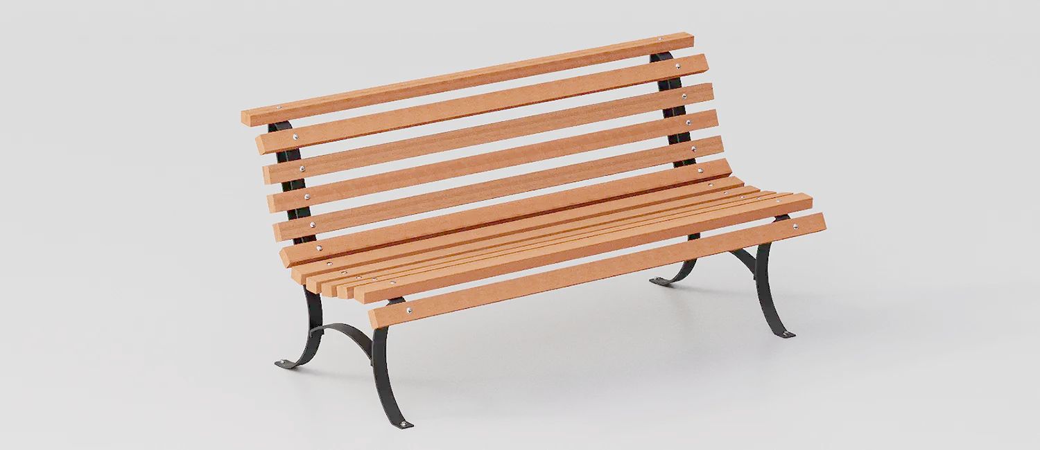 Bench "Comfort" in Steel and Wood for Parks by DIMCAR