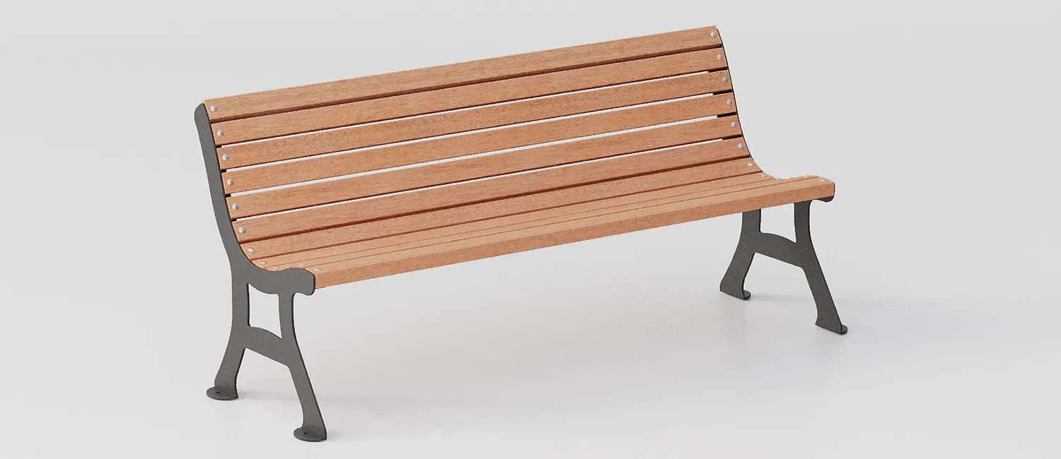 Bench "Debora" with Okumè Wood Seating by DIMCAR