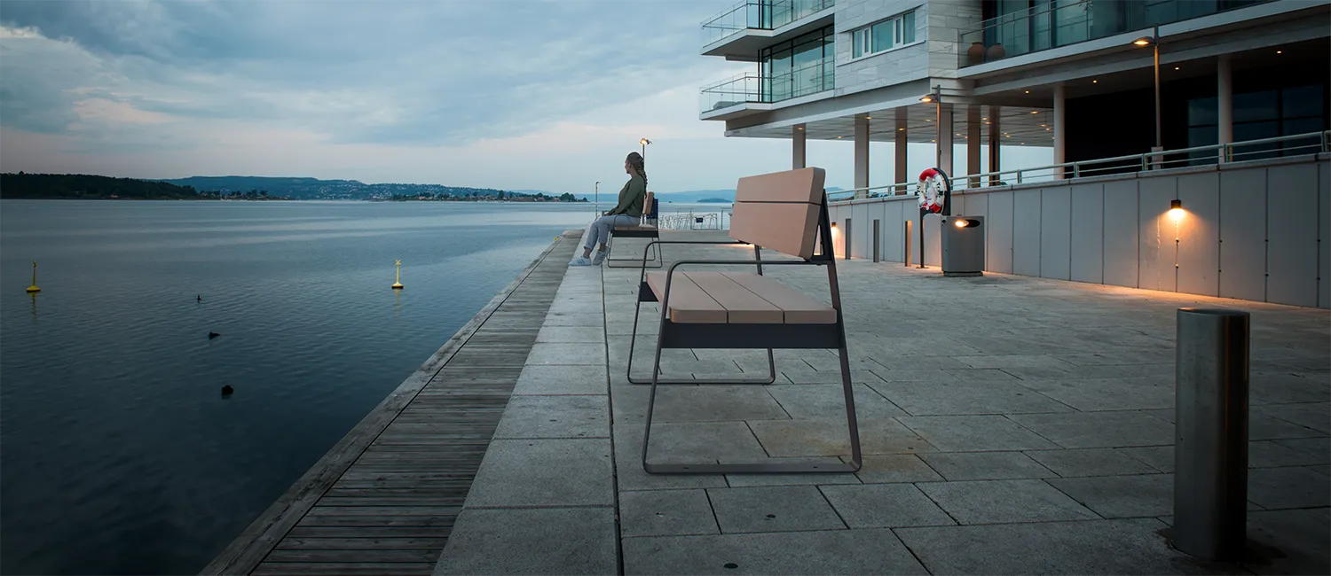 Bench "Easy Wood" with Okumè Wood Seat and Backrest by DIMCAR