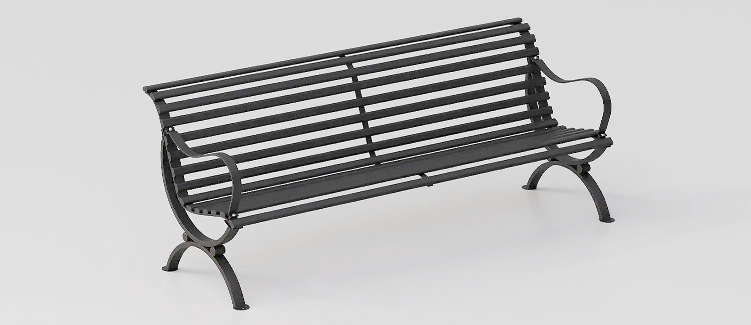 Classic Steel Bench "Aurelia" with Armrests by DIMCAR