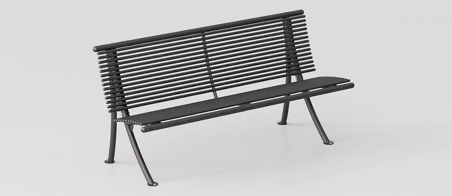 Contemporary Design Bench "Dubai" in Galvanized Steel by DIMCAR