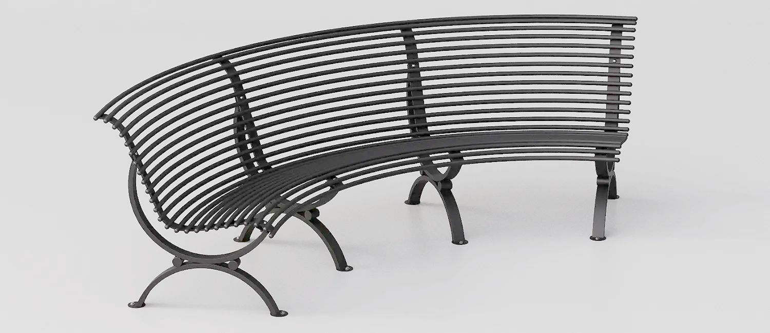Curved Concave Bench "Clematis" (CAM Compliant) by DIMCAR