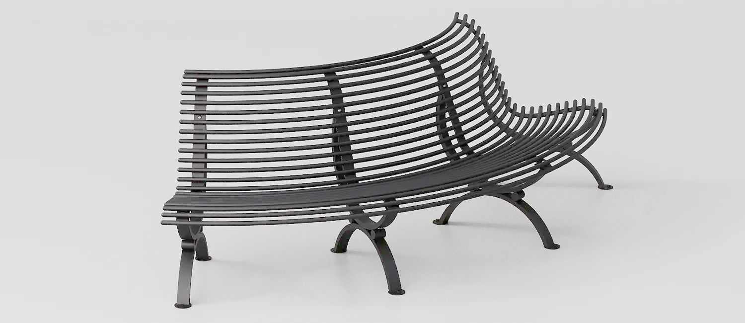 Curved Convex Bench "Clematis" (CAM Compliant) by DIMCAR