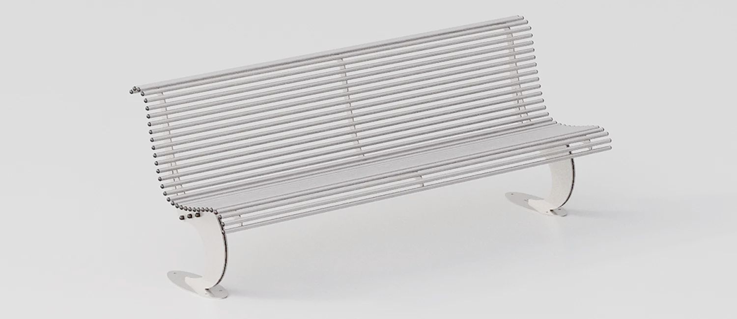 Designer Bench "Luxe" in Galvanized Steel by DIMCAR