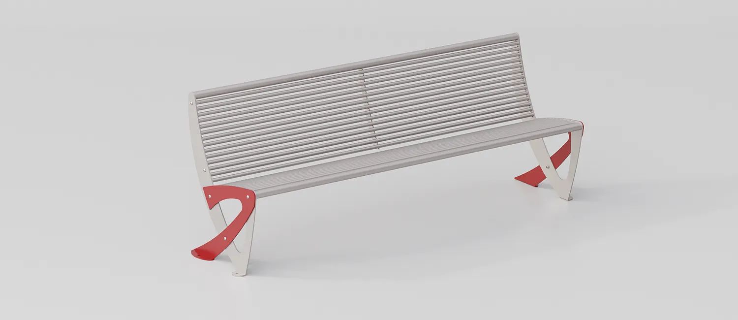 Designer Bench "Teulada" in Steel with Anatomical Seat by DIMCAR