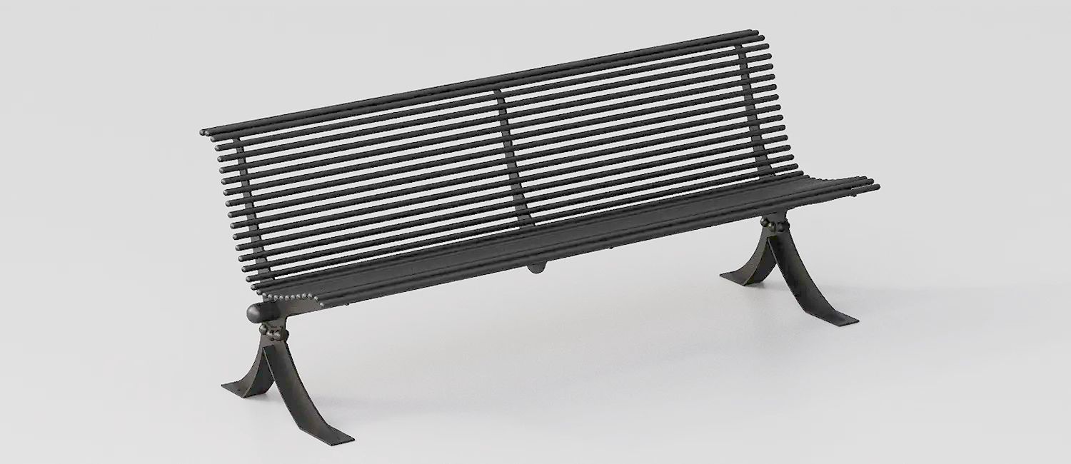 Designer Bench "Vera" with V-Shaped Steel Supports by DIMCAR