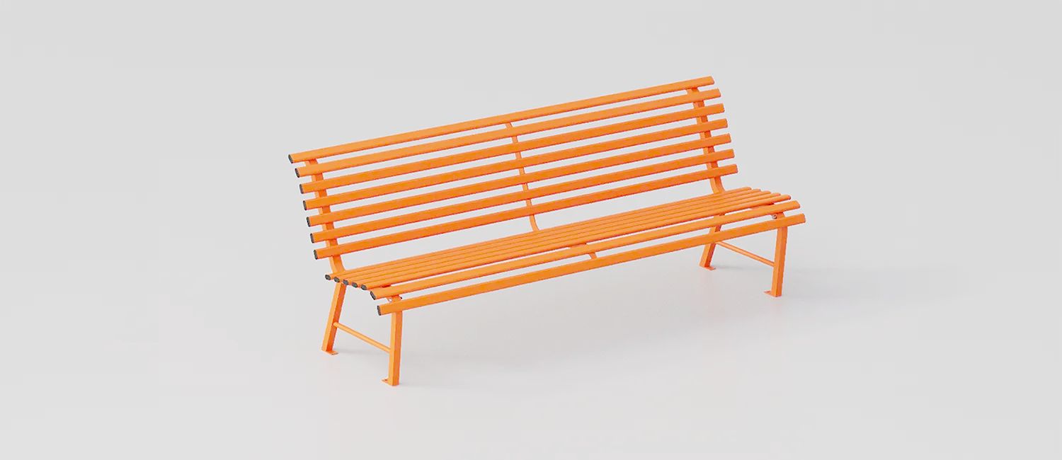 Ergonomic Bench "Madrid" in Galvanized Steel by DIMCAR