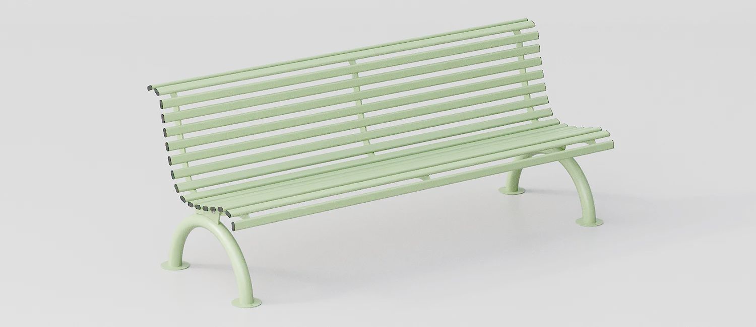 Modern Bench "Cervino" in Galvanized Steel with Anatomical Seat by DIMCAR