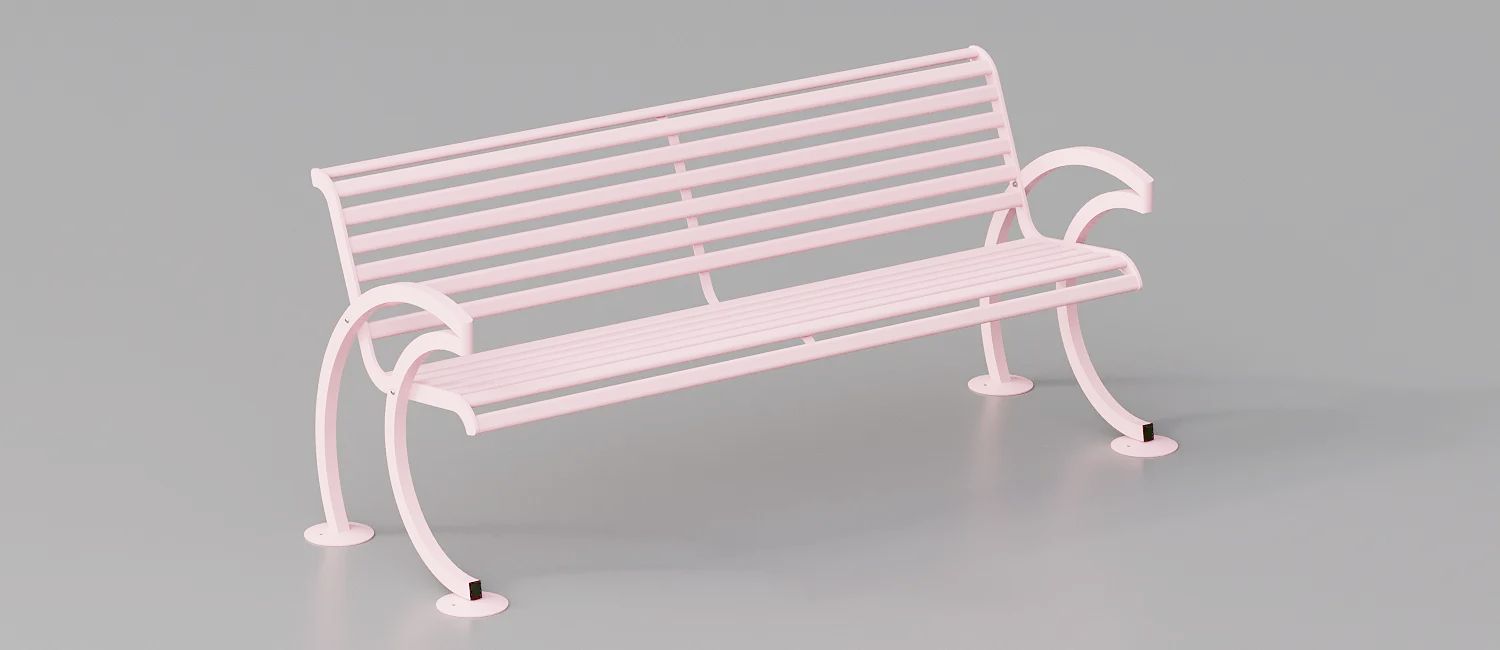 Modern Bench "Luna" with Arched Steel Supports by DIMCAR