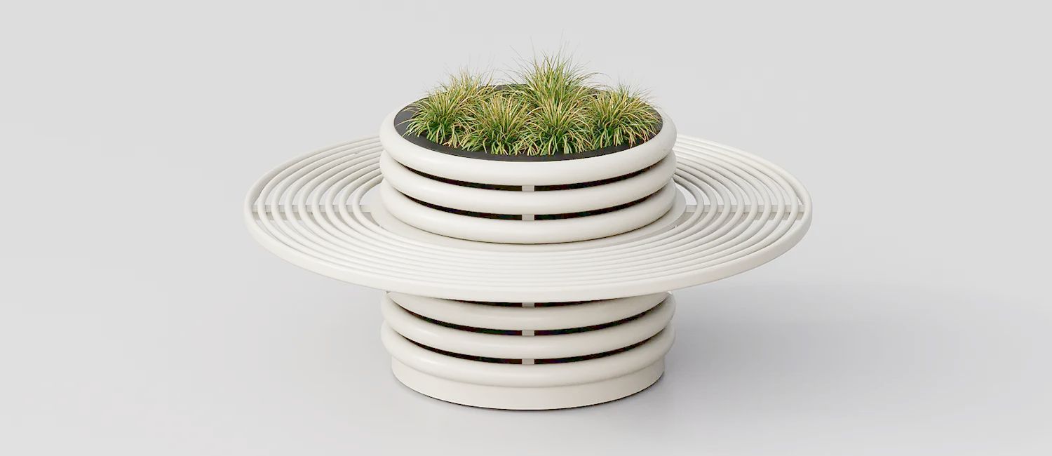 Planter "Azalea" with Integrated Circular Bench by DIMCAR
