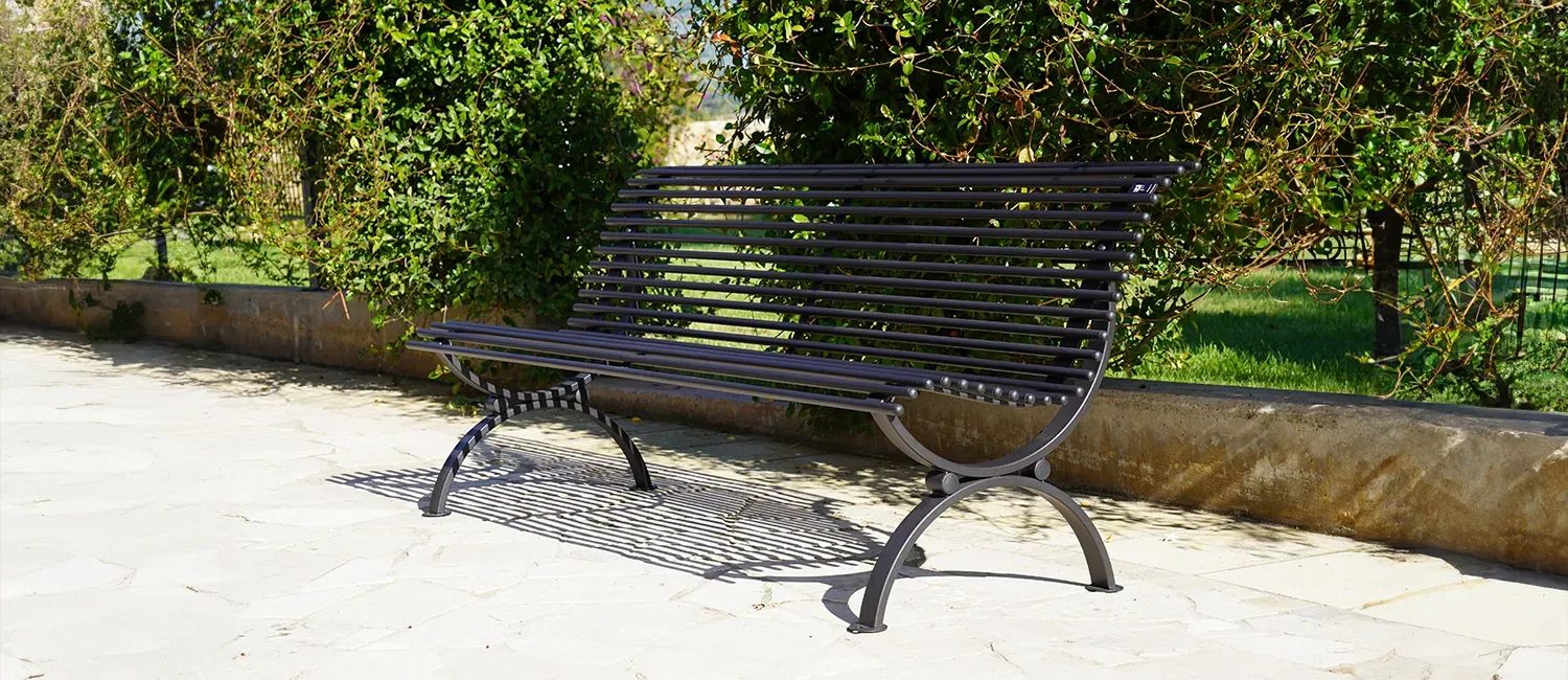 Straight Bench "Clematis" in Steel (CAM Compliant) by DIMCAR