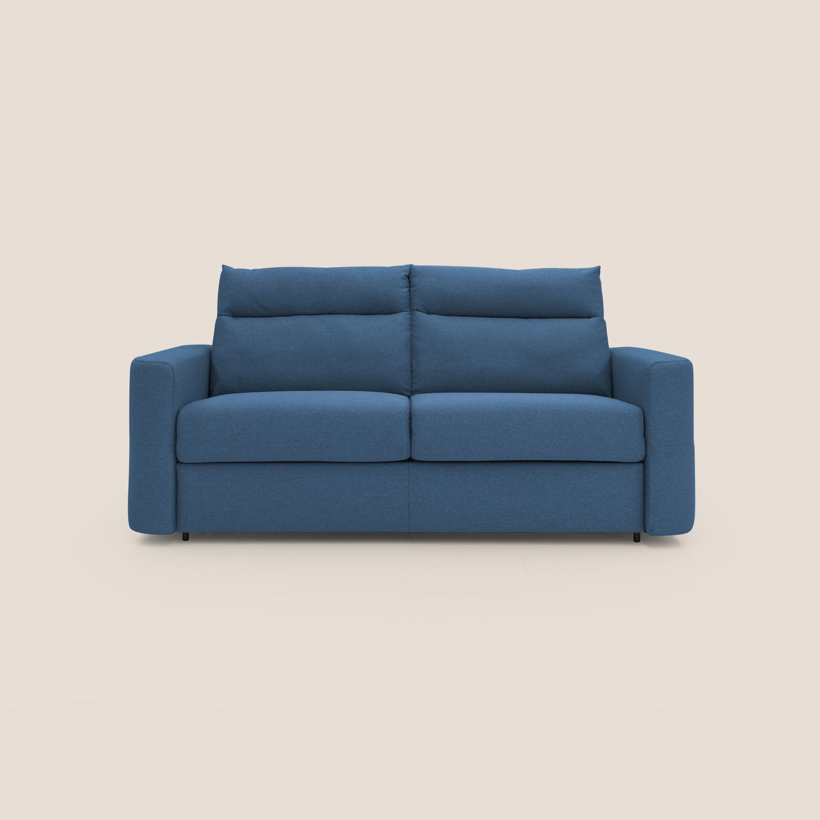 Cupido Divano letto 202 cm (mat.140x197 cm) materasso H18 in tessuto impermeabile simil cotone T13 BLU by Divani Store