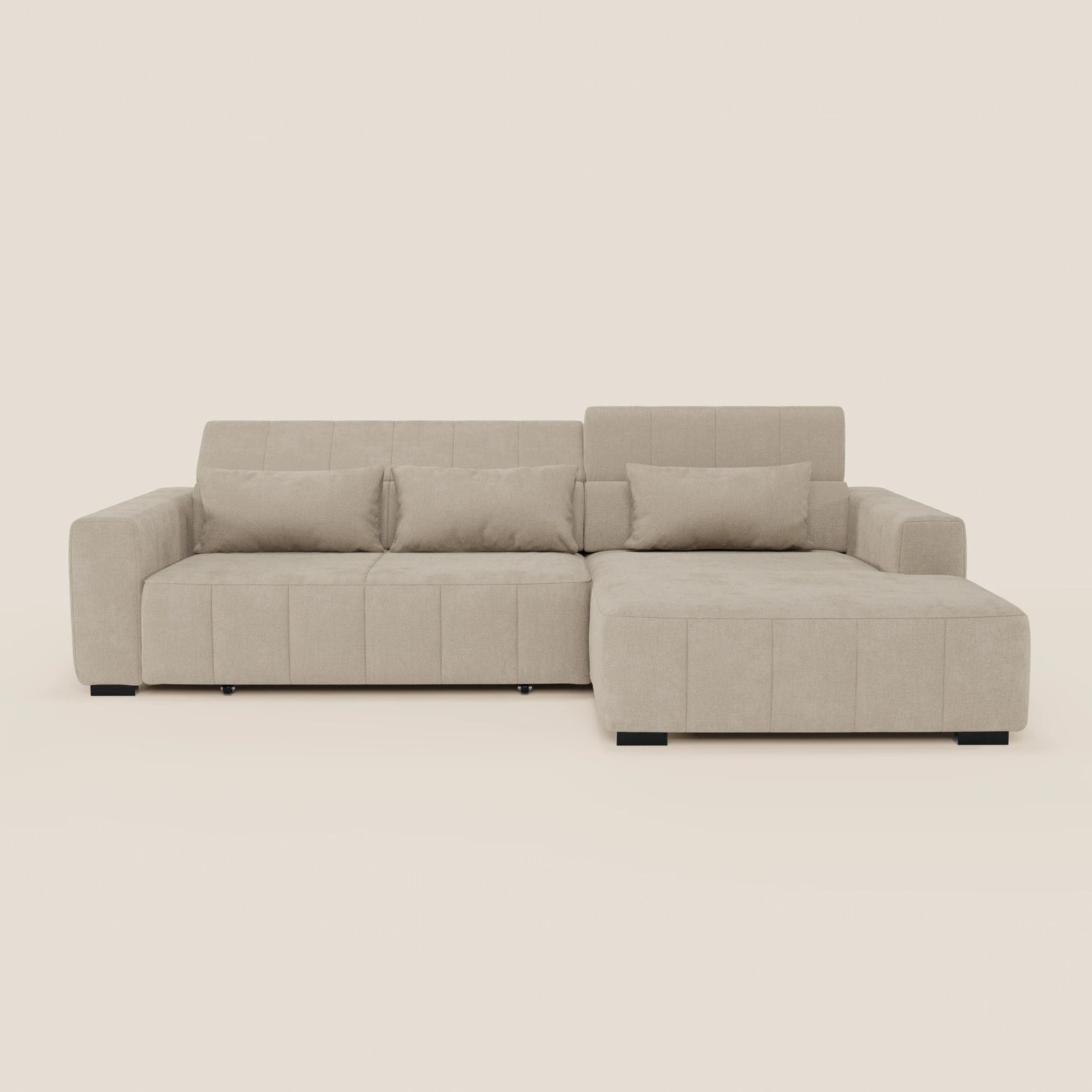 Doric Divano angolare con penisola e sedute allungabili con relax elettrico - poggiatesta reclinabili in tessuto smacchiabile T23 by Divani Store