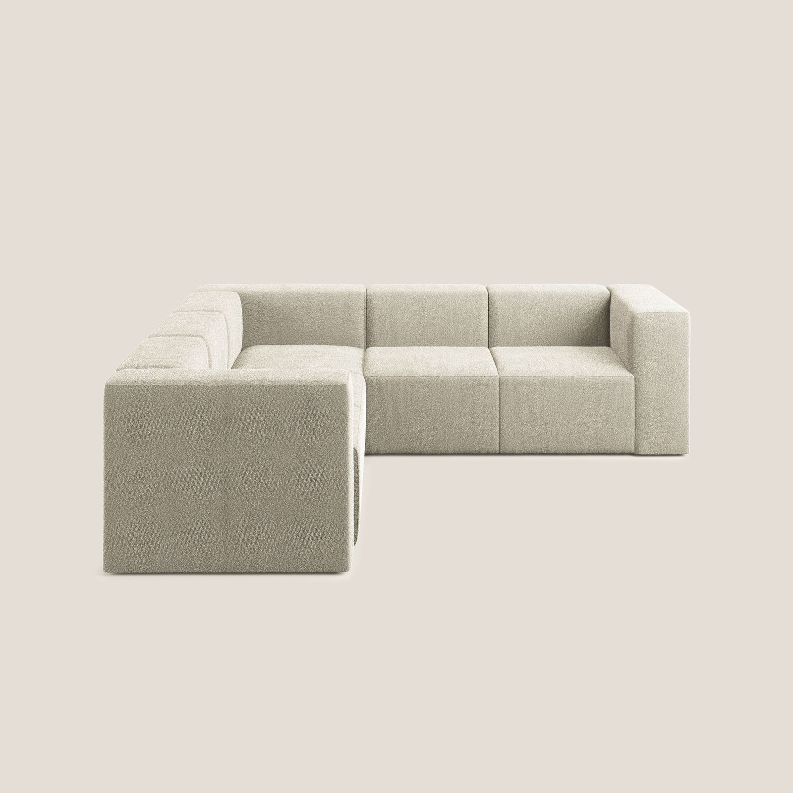 Nettuno sofa corner modular reversibile in soft fabric bouclè by Divani Store