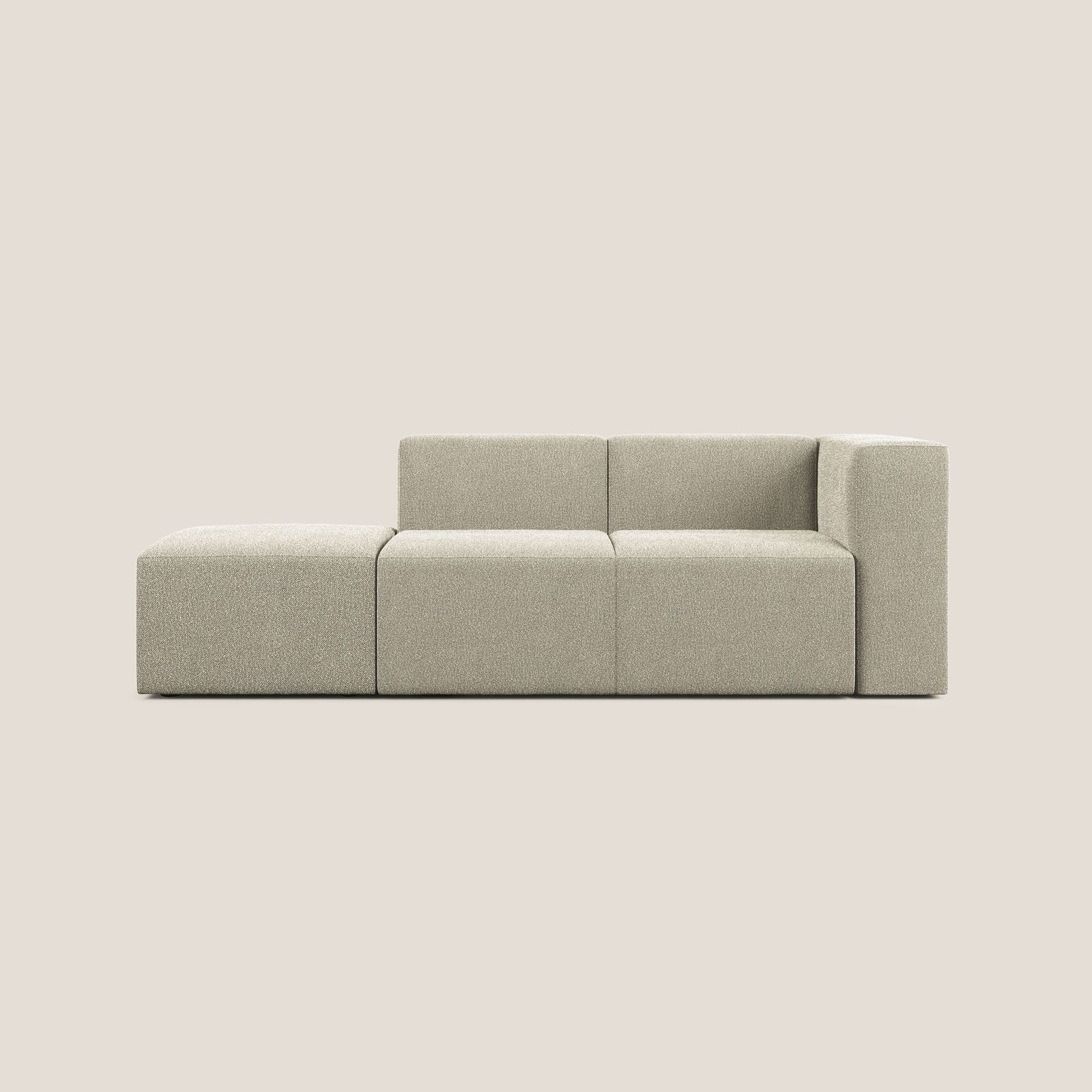 Nettuno sofa lineare modular and modular in soft fabric bouclè by Divani Store