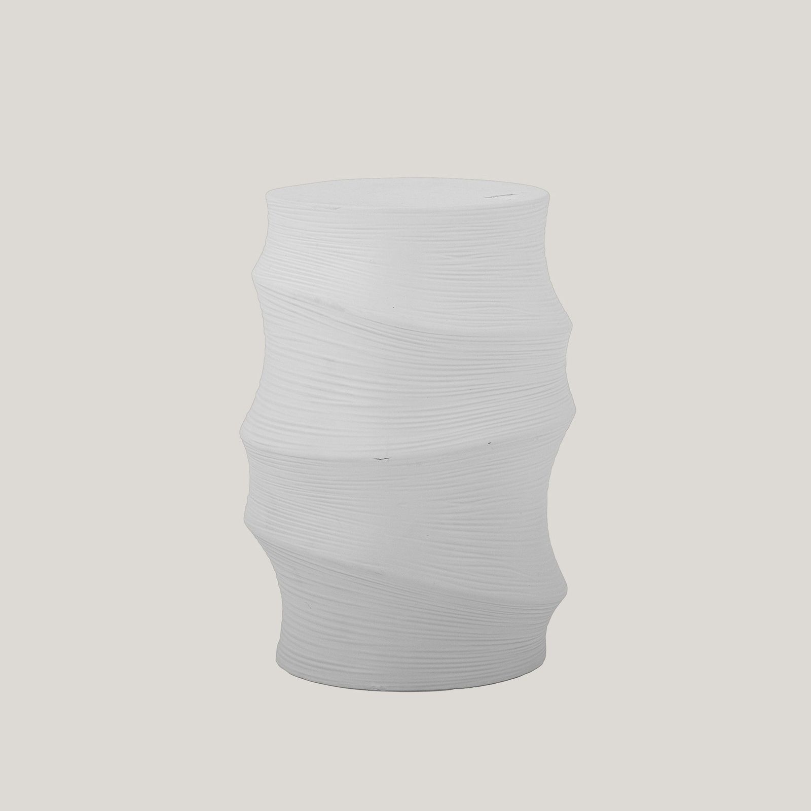Volise tavolino scultoreo cilindrico in gres stoneware bianco by Divani Store