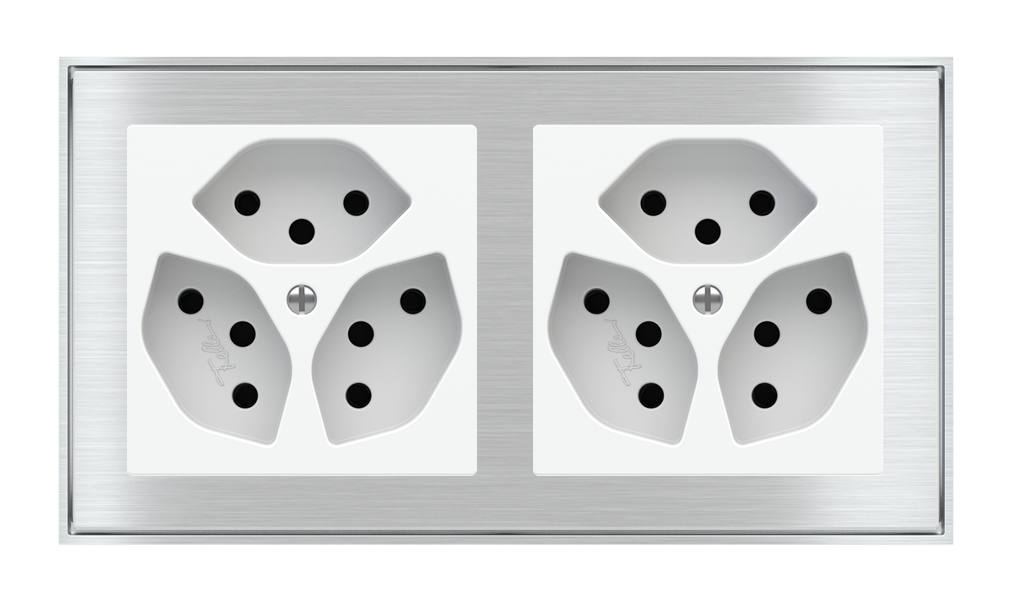2 fold plates and frames to be used with power sockets (60x60 mm modules) by EKINEX