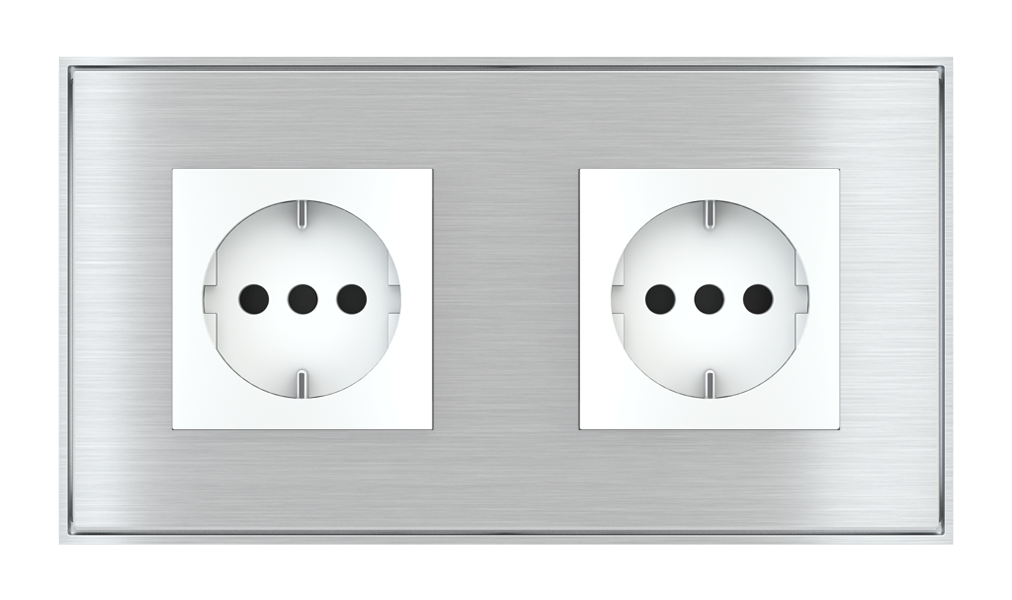 2 fold plates and frames to be used with power sockets (45x45 mm modules) by EKINEX
