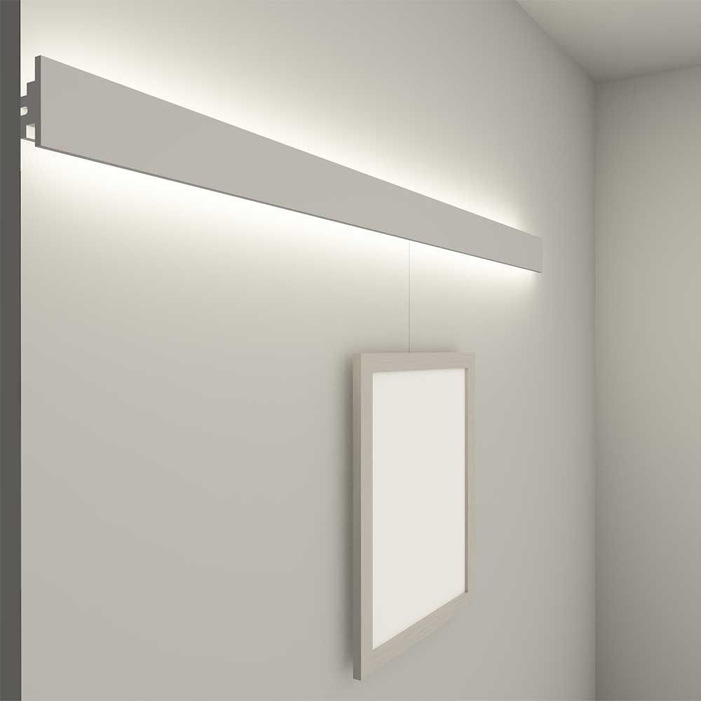 ELP91 Cornice copri-binario per appendino/appendi quadri con porta LED da parete con luce bidirezionale by Eleni Lighting