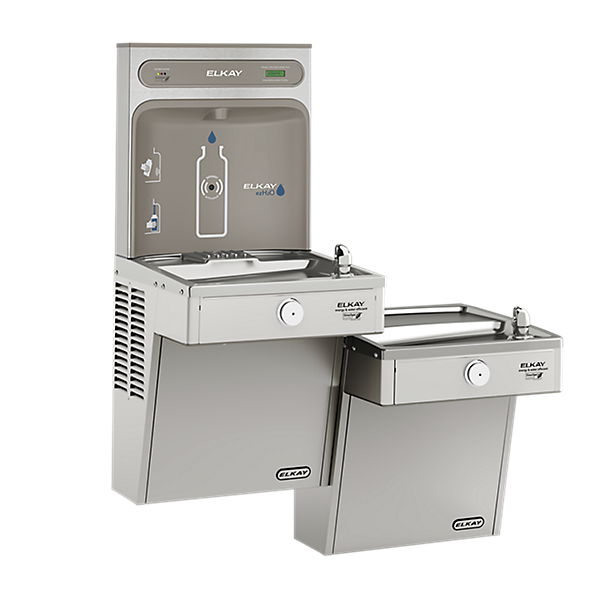 ezH2O®  Bottle Filling Station & Bi-Level High Efficiency Vandal-Resistant Cooler Non-Filtered Refrigerated Stainless by Elkay
