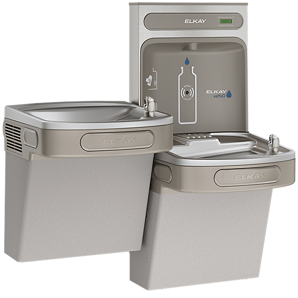 ezH2O®  Bottle Filling Station & Versatile Bi-Level ADA Vandal-Resistant Cooler Non-Filtered Non-Refrigerated Stainless by Elkay