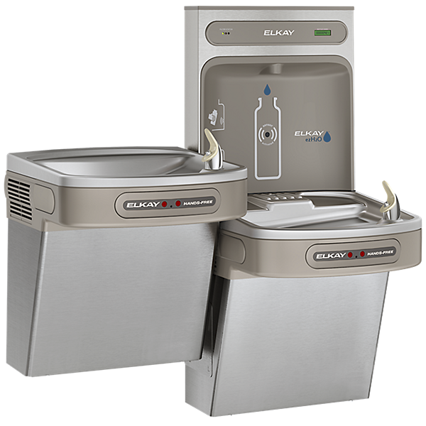 ezH2O®  Bottle Filling Station with Bi-Level ADA Cooler Dual Hands Free Activation Filtered Refrigerated Stainless by Elkay