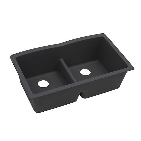 Quartz Luxe® 33" x 19" x 10" Equal Double Bowl Undermount Sink with Aqua Divide Chestnut by Elkay