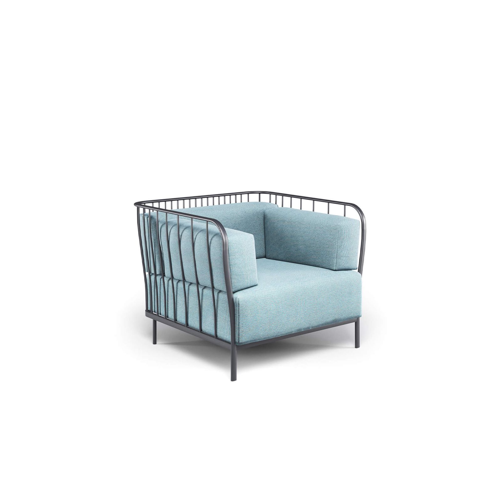 armchair structure / outside in Steel, Fabrics Basic, Fabrics Standard, Fabrics exclusive - Collection Cannole by Emu