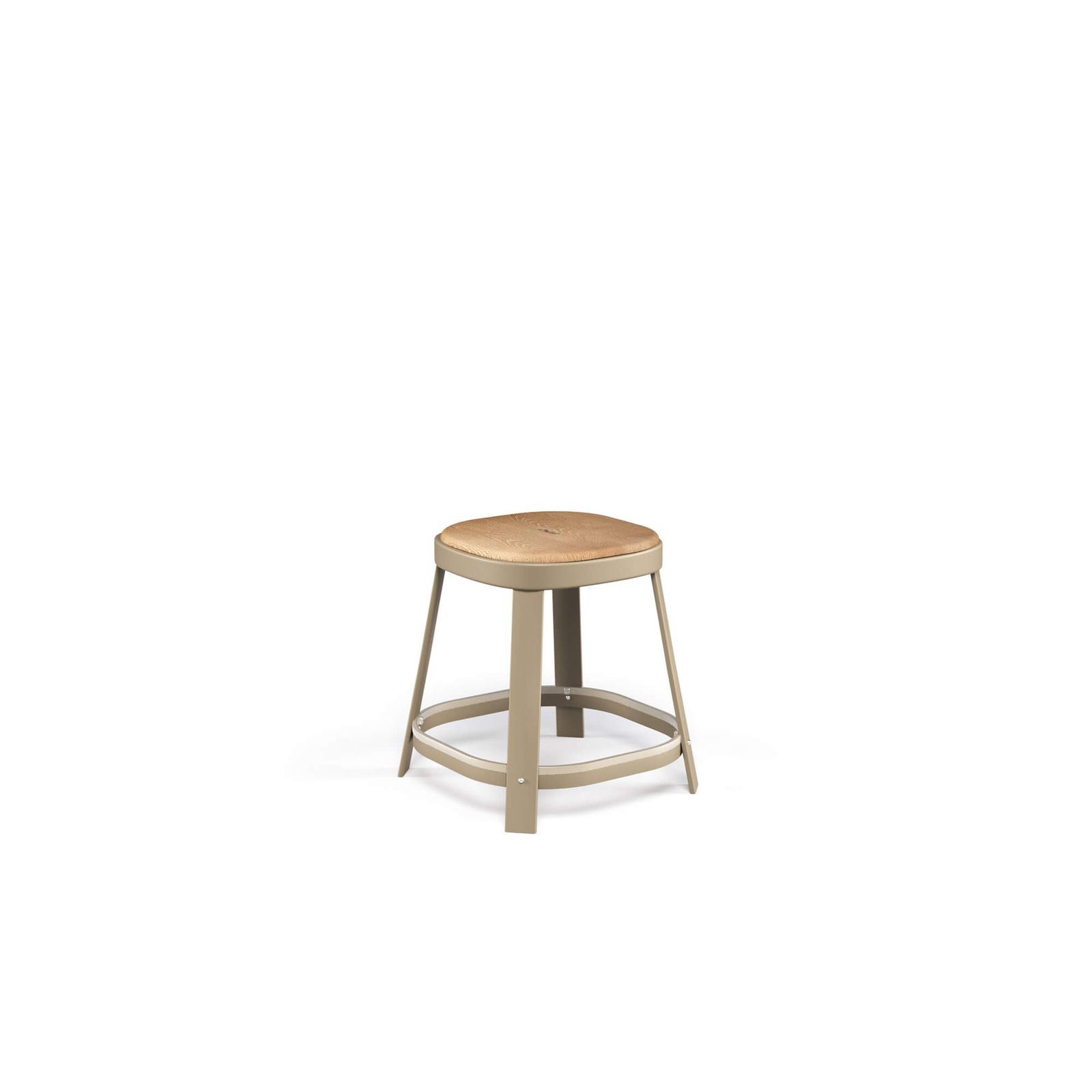dining stool / outside in Steel, Teak - Collection Thor by Emu