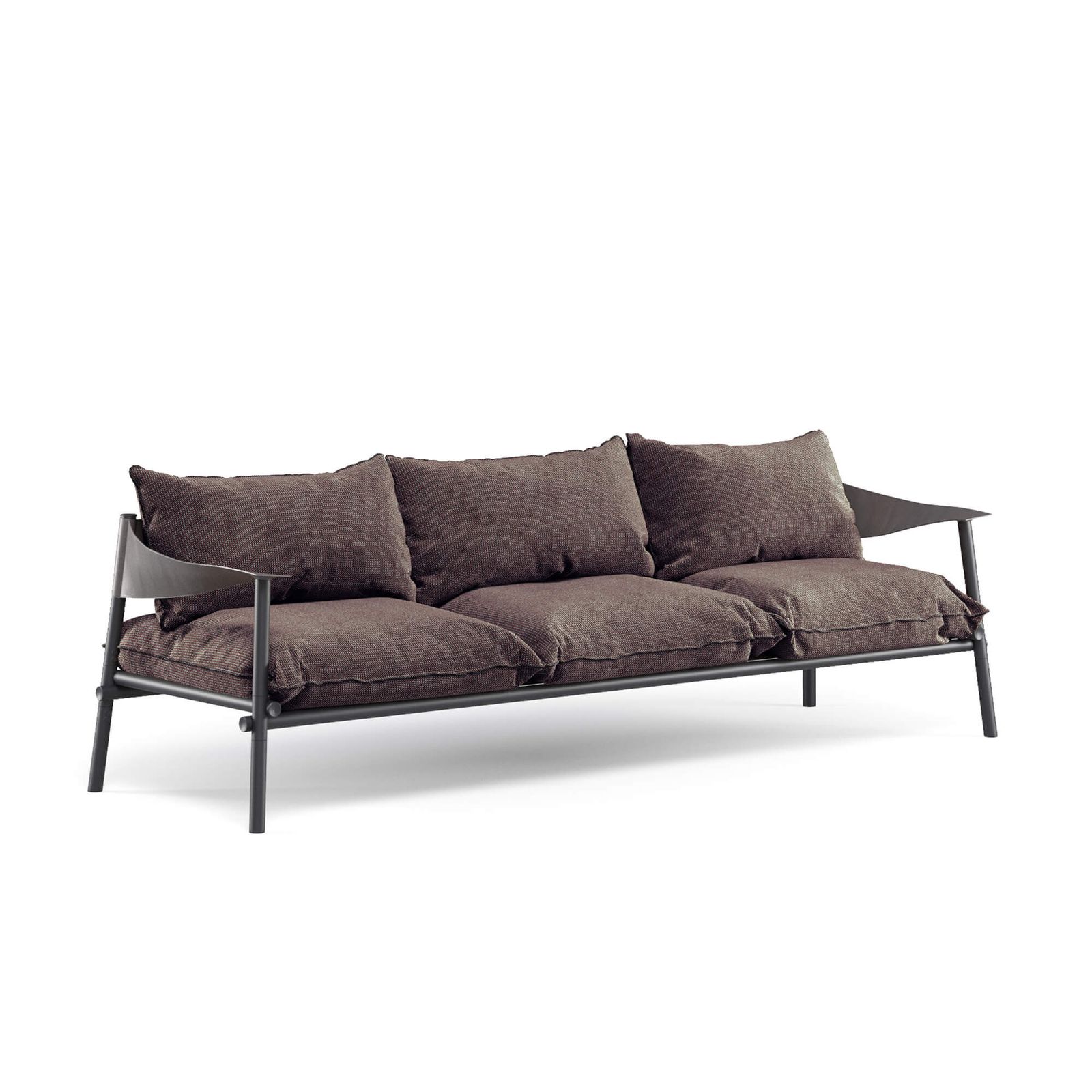 three seats sofa / outside in Aluminium, Eco-leather - Collection Terramare by Emu