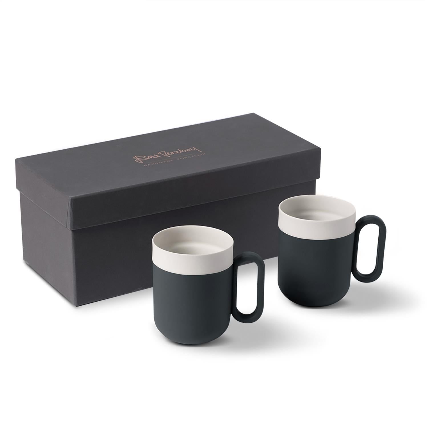 Capsule Small Mug Set Of 2 Black & Ivory by Esma Dereboy