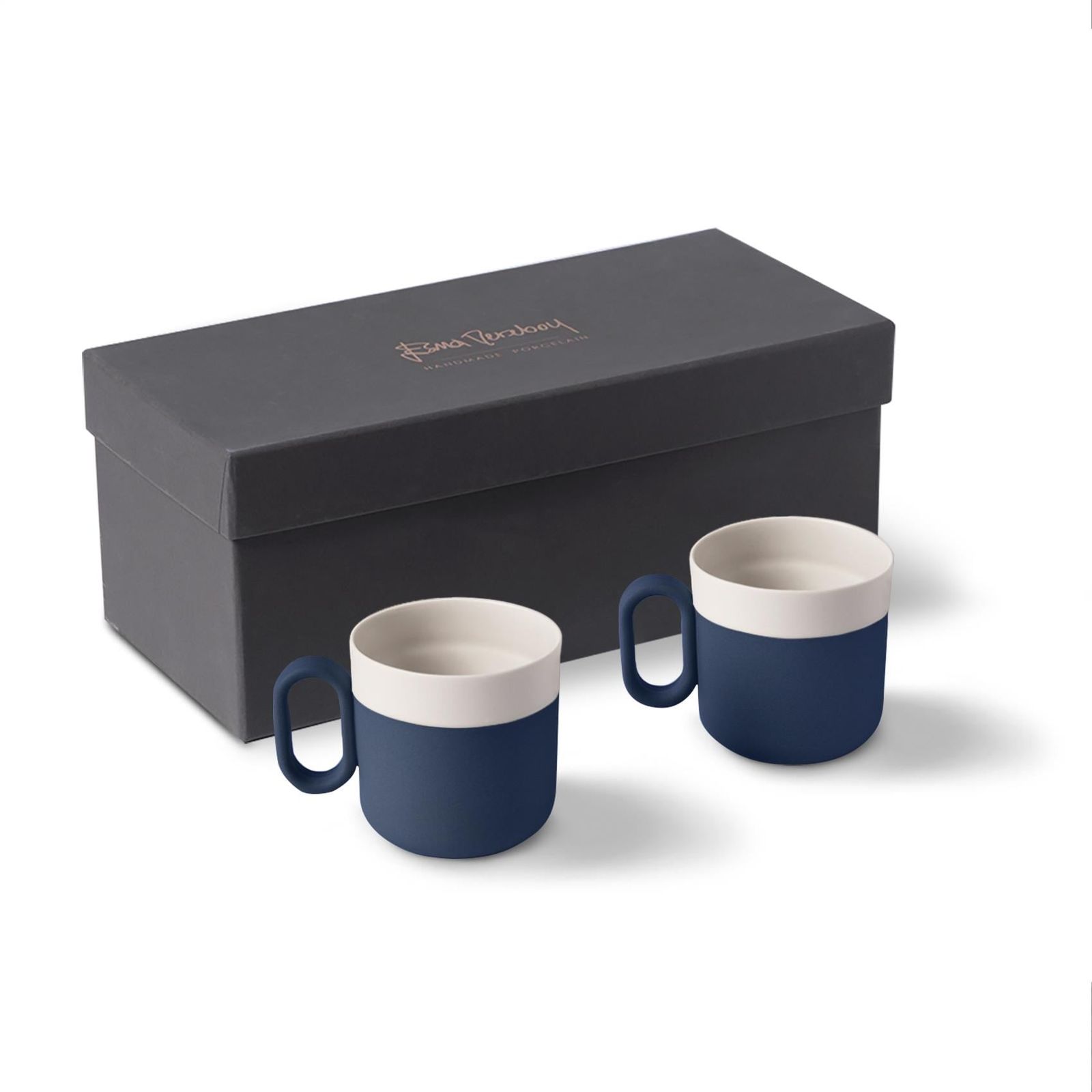 Capsule Tea Cup Set Of 2 Ocean & Ivory by Esma Dereboy