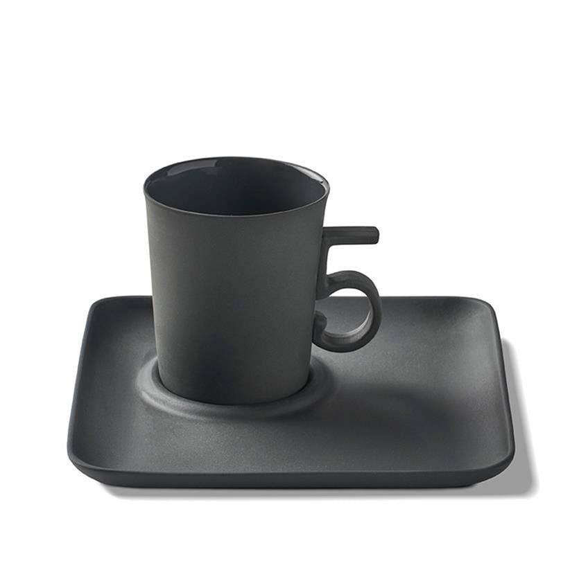 Figures Espresso Cup With Saucer Handle 5 Black-black by Esma Dereboy