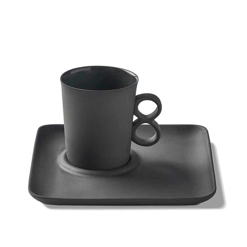 Figures Espresso Cup With Saucer Handle 8 Black-black by Esma Dereboy