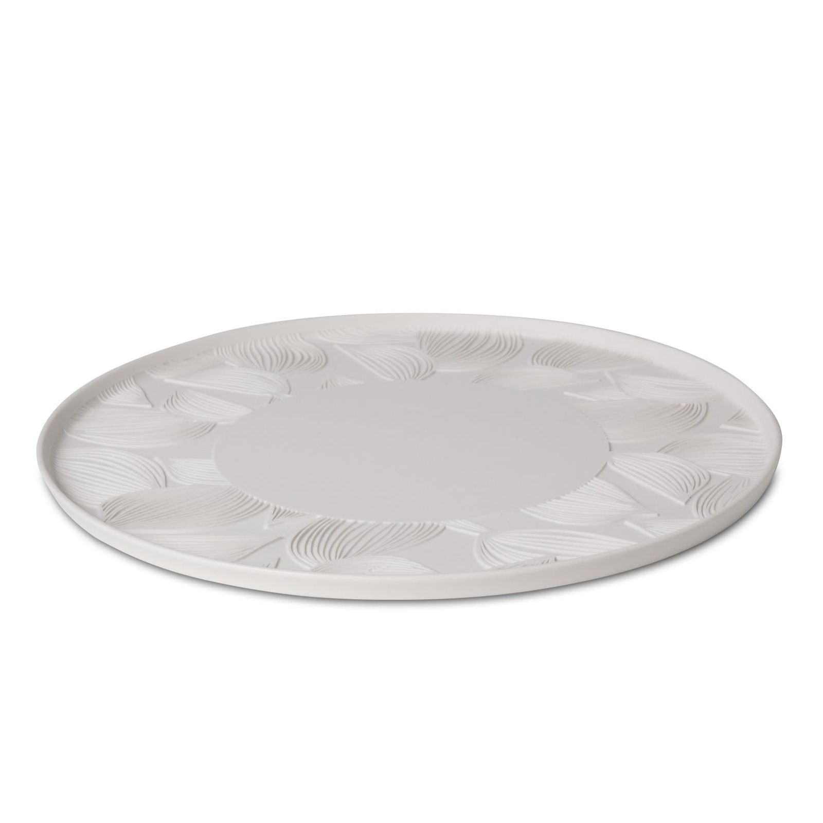 Round Charger Plate Leaf Patterned Single Colour IVORY by Esma Dereboy