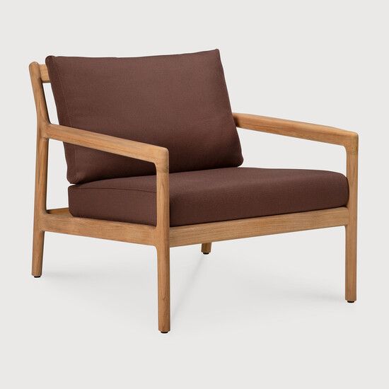 Jack outdoor lounge chair - Natural, Burgundy - 76 x 90 x 74 cm (10S10430) by Ethnicraft