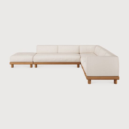 Monocle outdoor modular sofa set - Natural, White - 332 x 249 x 72 cm (10S22220) by Ethnicraft