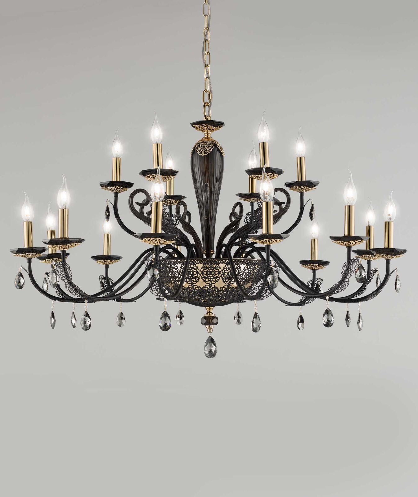 MACRAMÈ L12+6 - Crystal chandelier with Swarovski® Crystals by Euroluce Lampadari