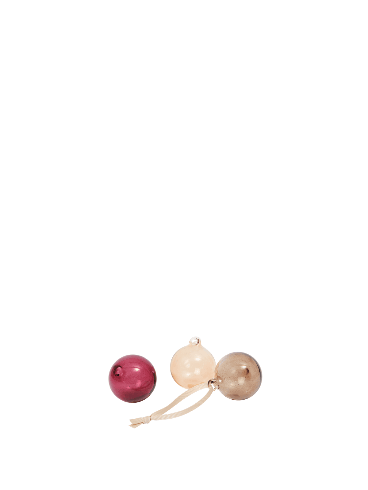 Glass Baubles - Small - Set of 3 - Roseate Translucent by Ferm Living
