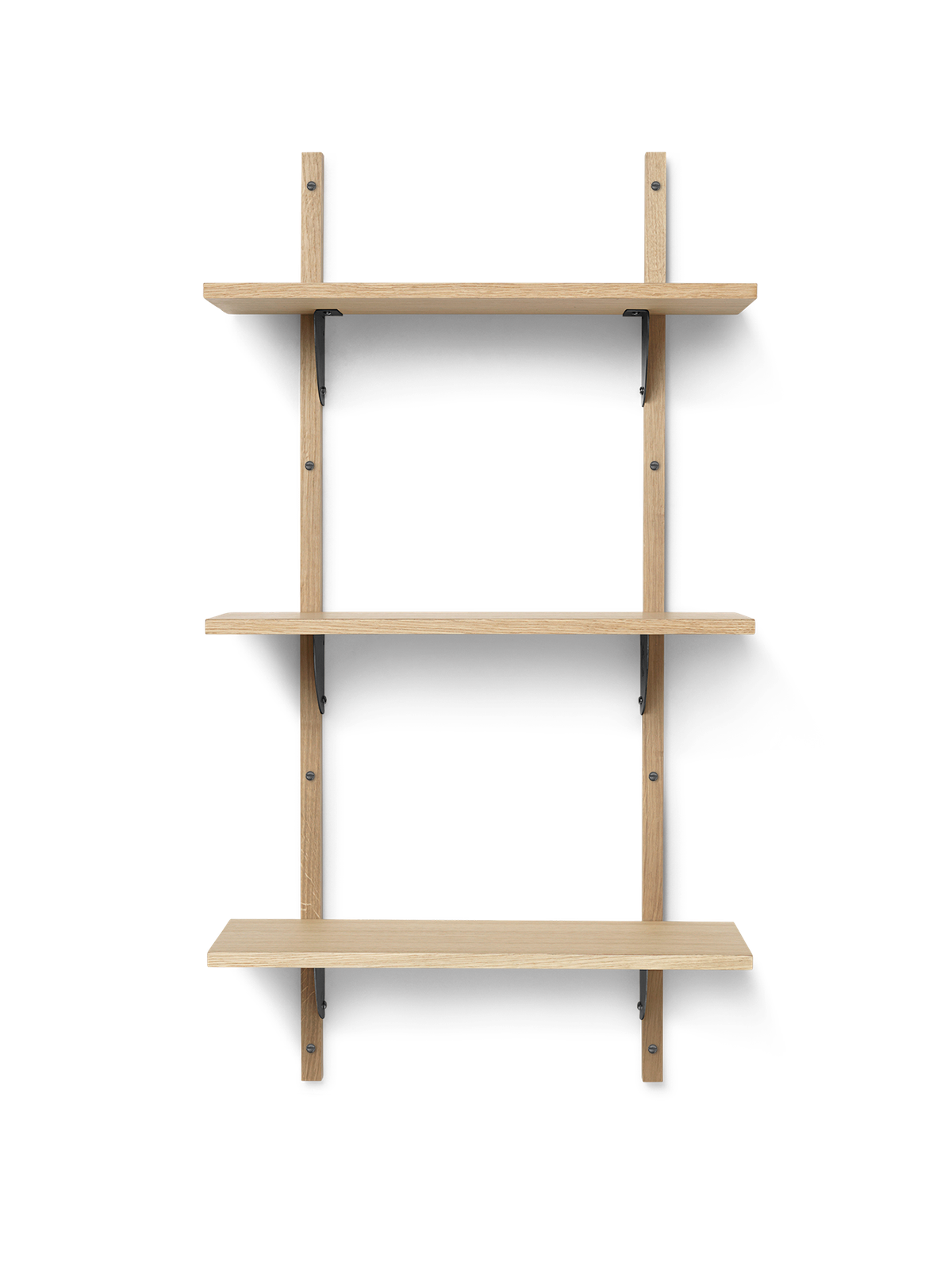 Sector Shelf - Triple - Narrow - Natural Oak/Black Brass by Ferm Living